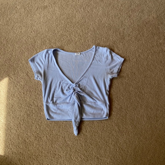 Light Blue Front-Tie Top - Picture 2 of 4